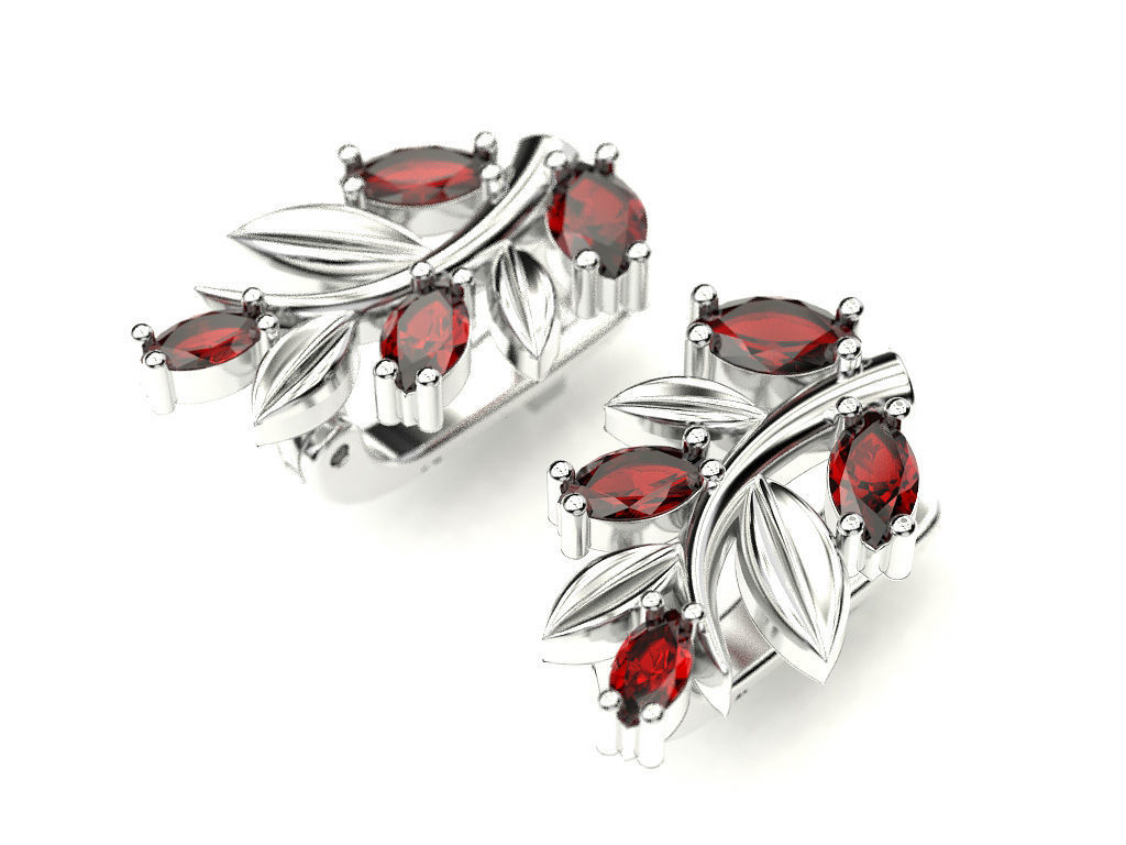 Earrings of a branch 3D print model_9