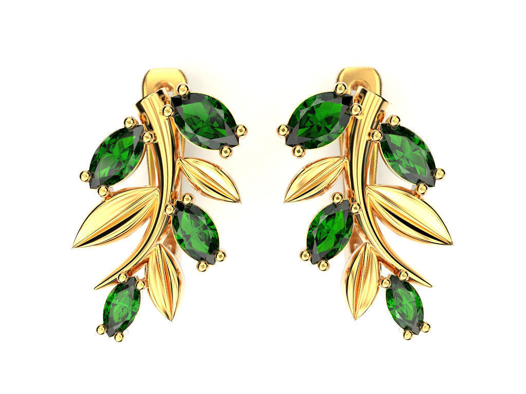 Earrings of a branch 3D print model_6