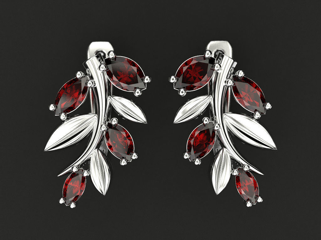 Earrings of a branch 3D print model_4