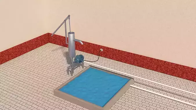 borehole water pump Low-poly 3D model