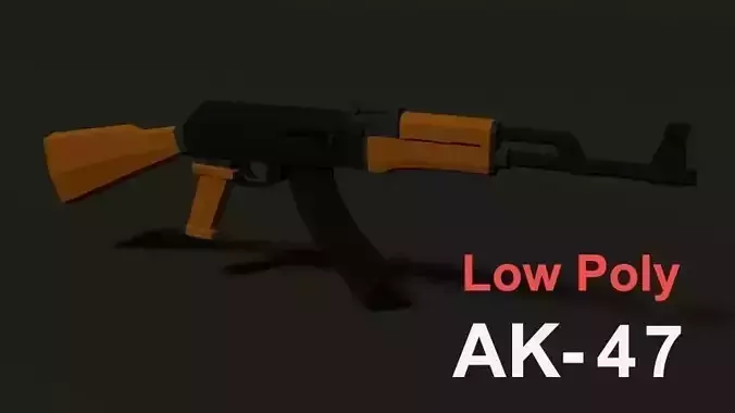 Low Poly AK-47 orange and rifle