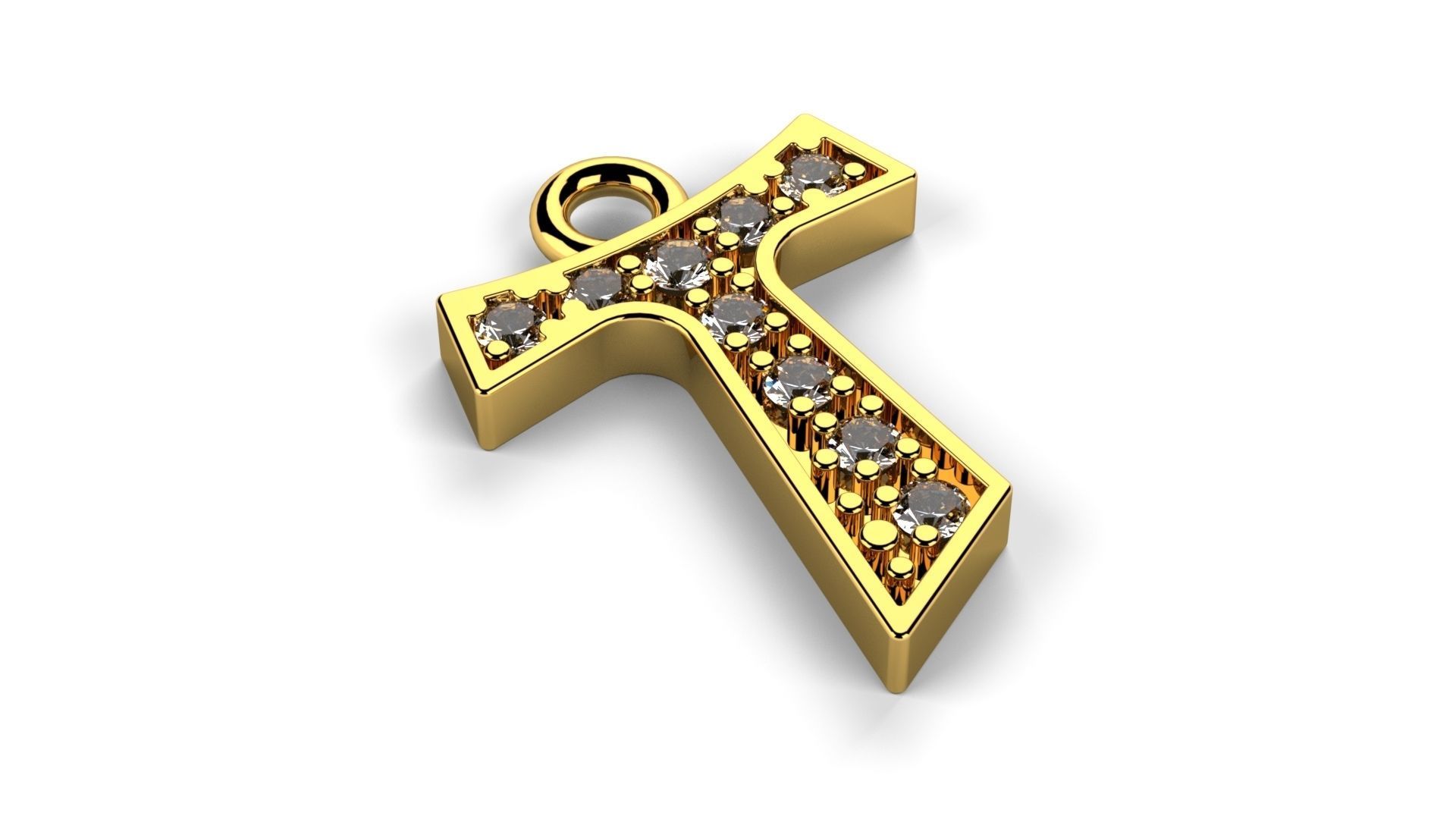 Tau cross jewelry pedant 3D model_1
