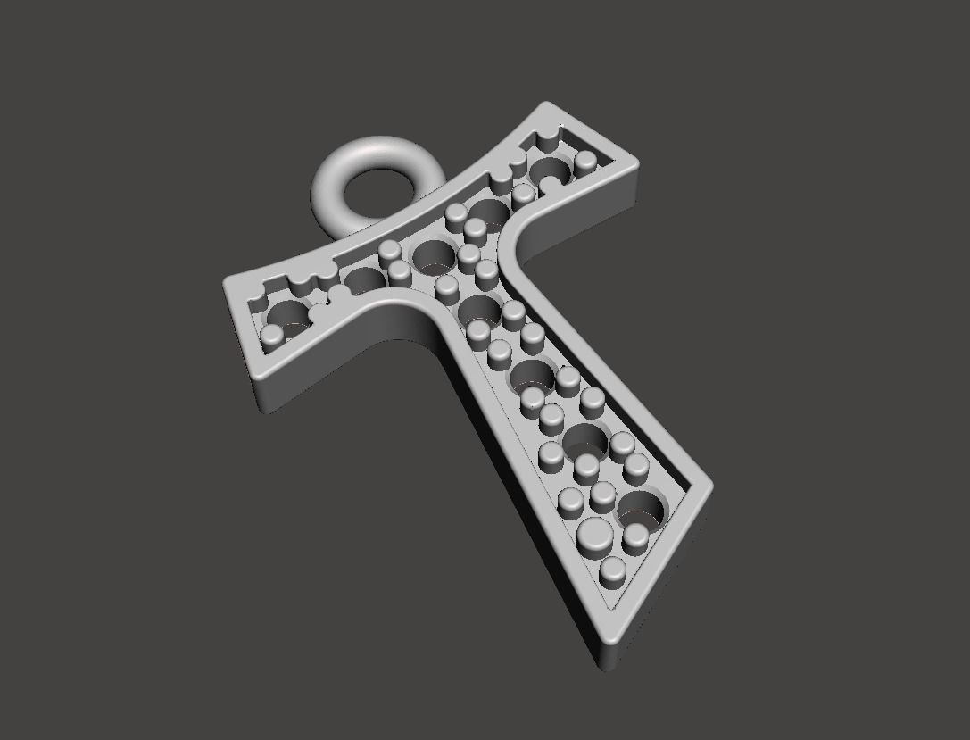 Tau cross jewelry pedant 3D model_2