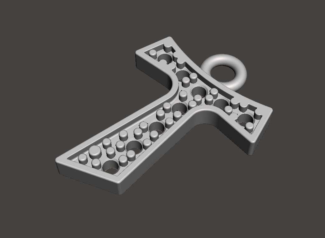 Tau cross jewelry pedant 3D model_3