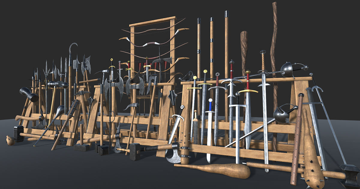 Medieval Weapons Collection Vol1 Low-poly 3D model_1