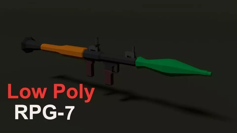 Low Poly RPG-7 orange and rifle Low-poly 3D model_0