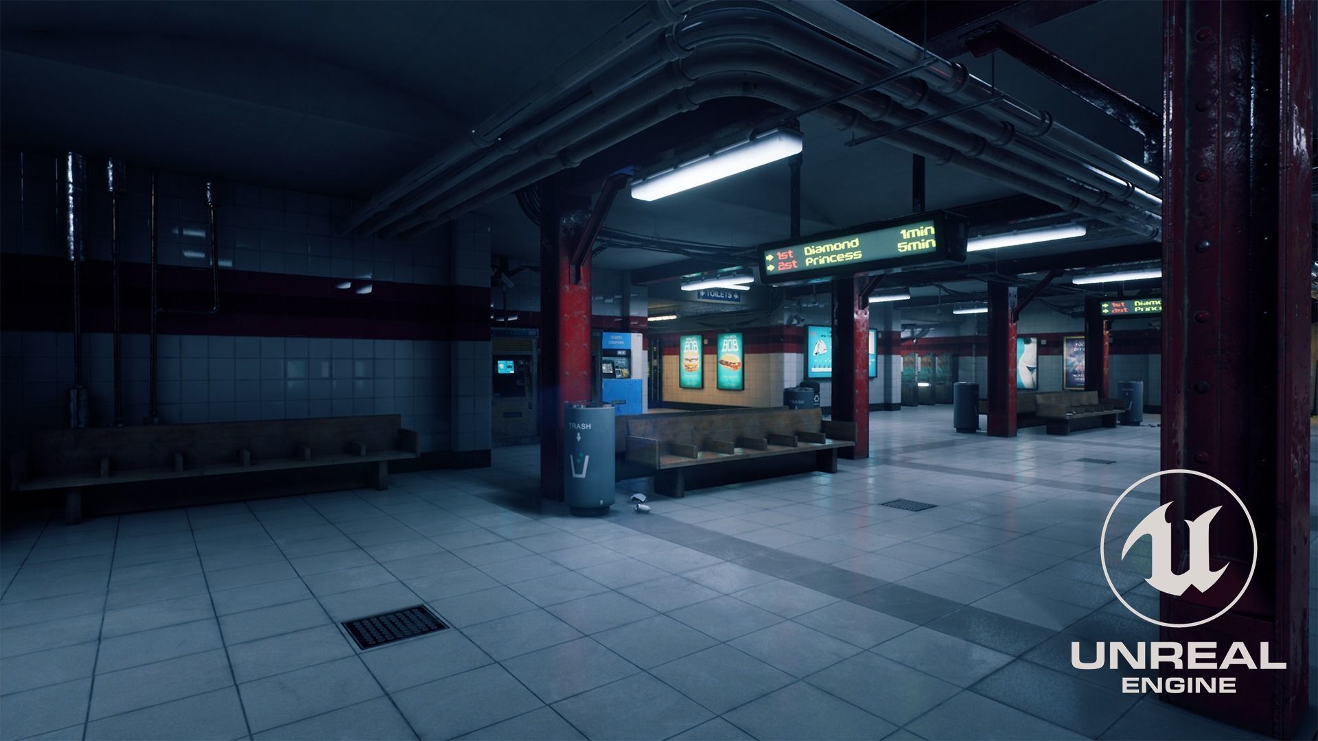 Metro station modular kit Low-poly 3D model_18