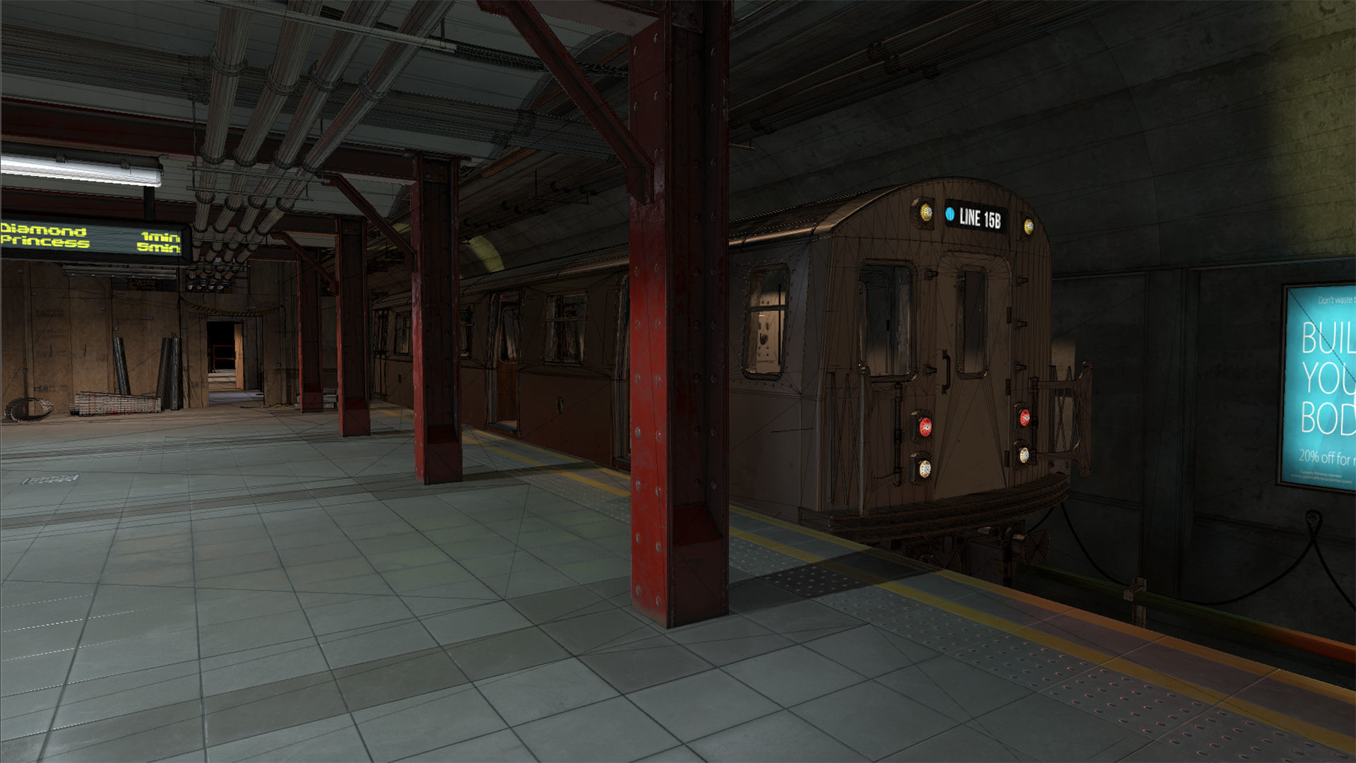 Metro station modular kit Low-poly 3D model_11