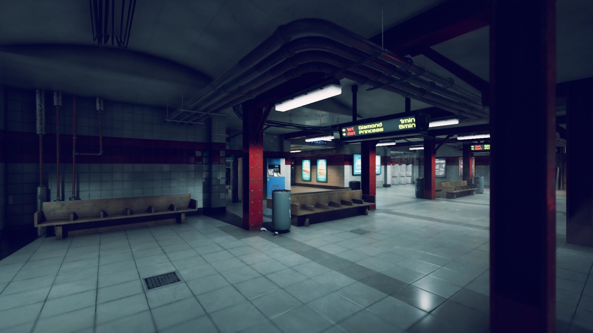 Metro station modular kit Low-poly 3D model_3
