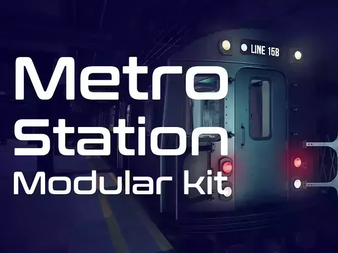 Metro station modular kit Low-poly 3D model