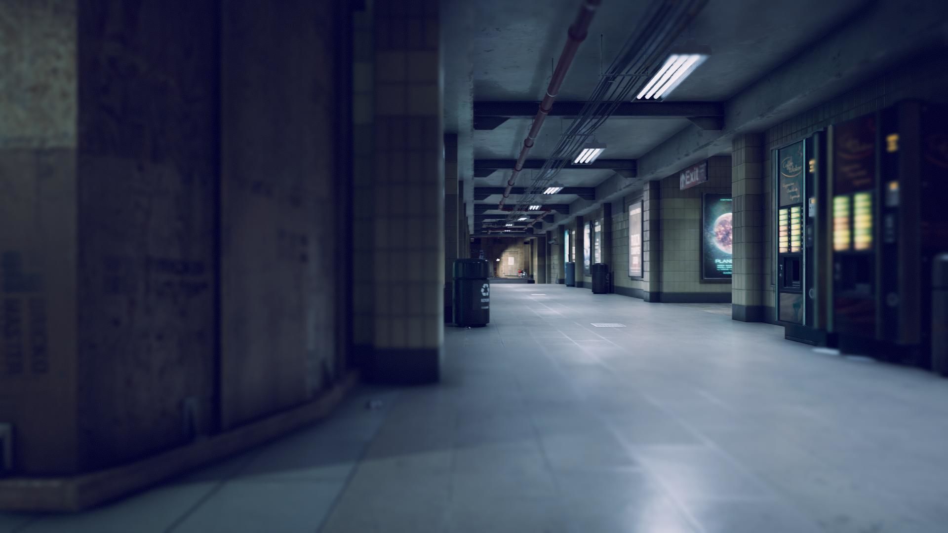 Metro station modular kit Low-poly 3D model_7