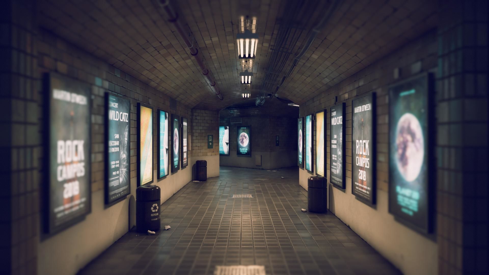 Metro station modular kit Low-poly 3D model_5