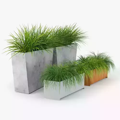 Twista Contemporary Modern Outdoor Planter Pot grass 3D model