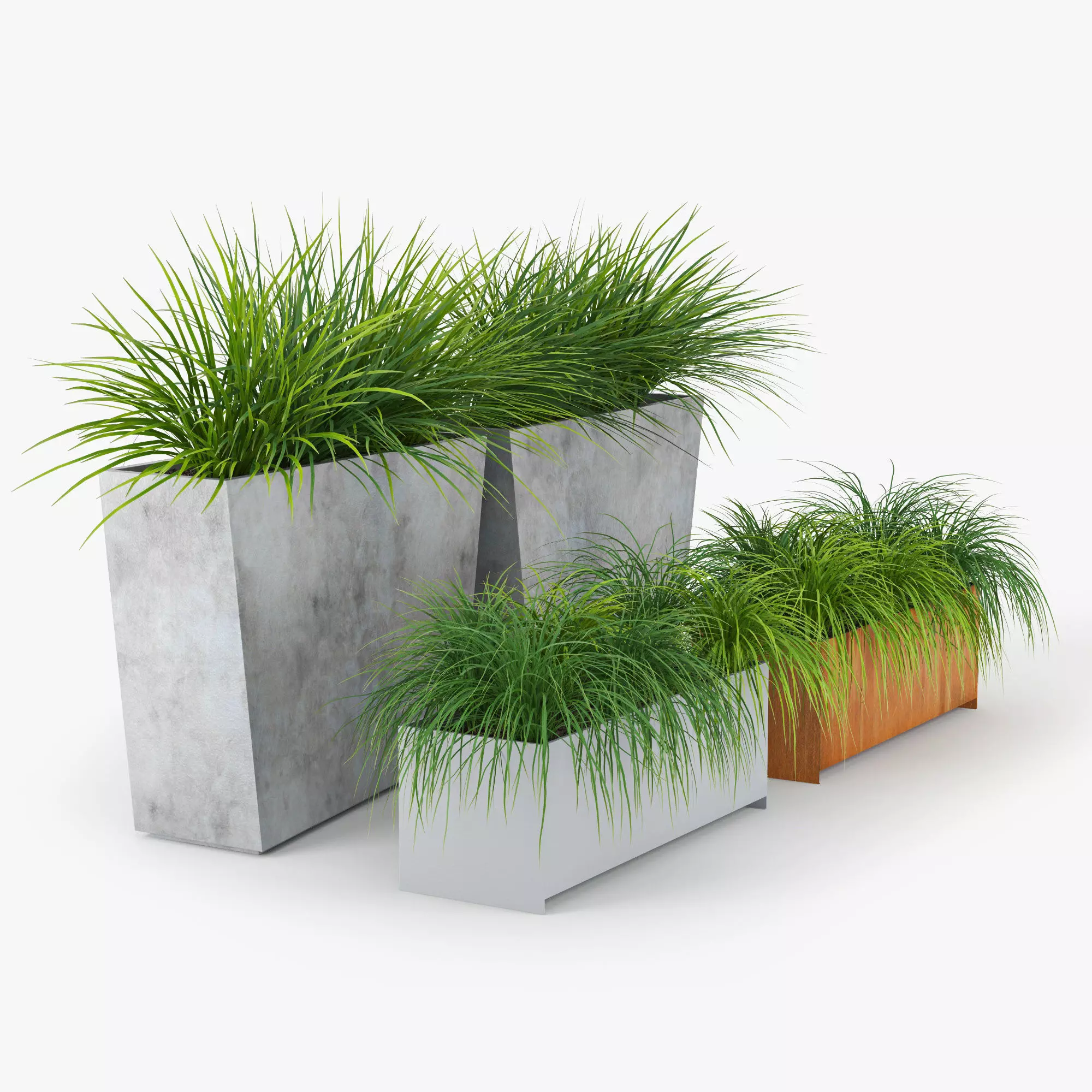 Twista Contemporary Modern Outdoor Planter Pot grass 3D model_0