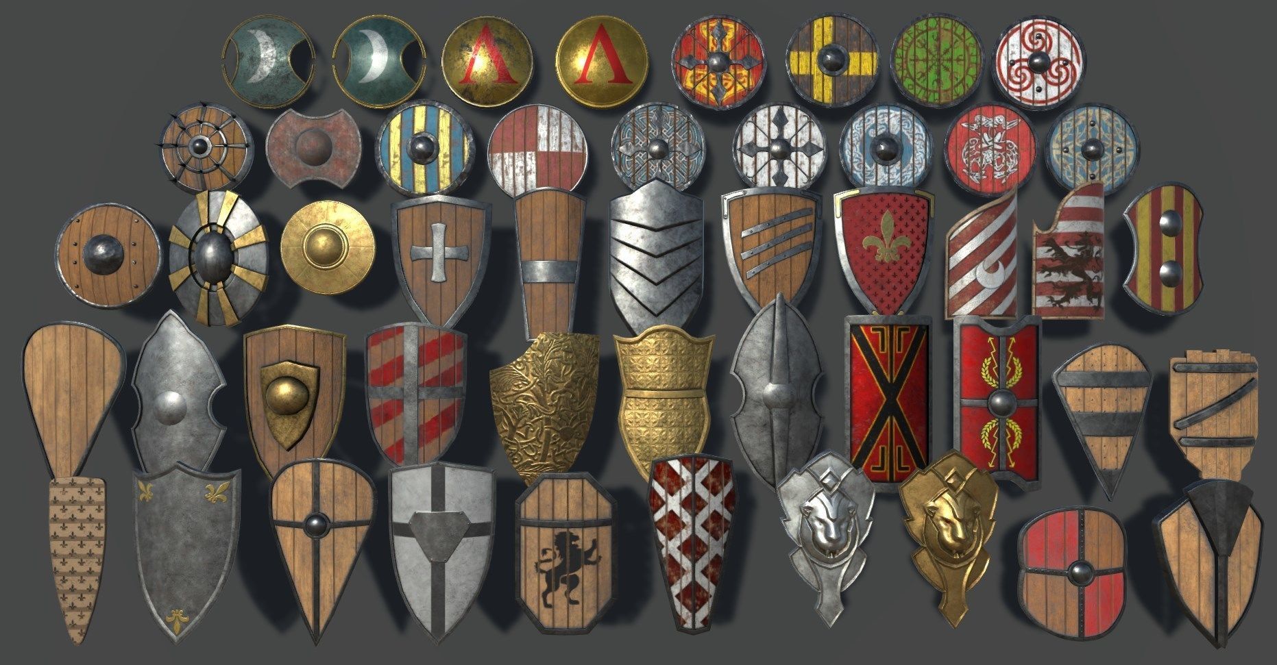 Medieval Shields Collection Vol1 Low-poly 3D model_4