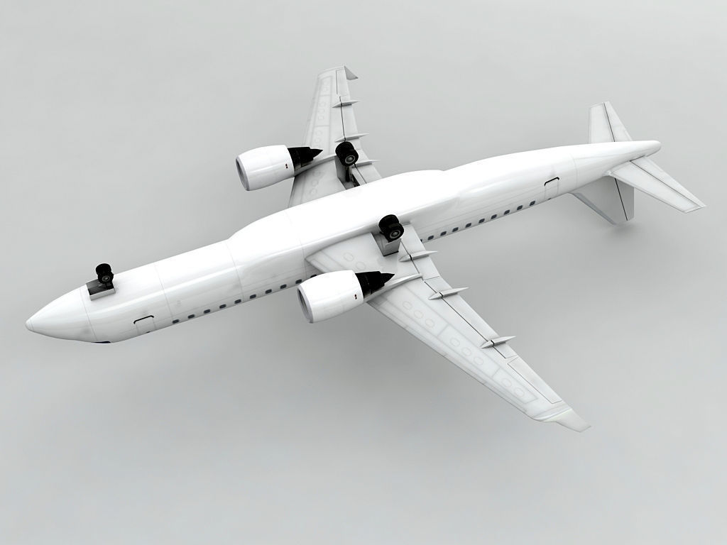 Embraer ERJ 190 - Generic White Low-poly 3D model_1