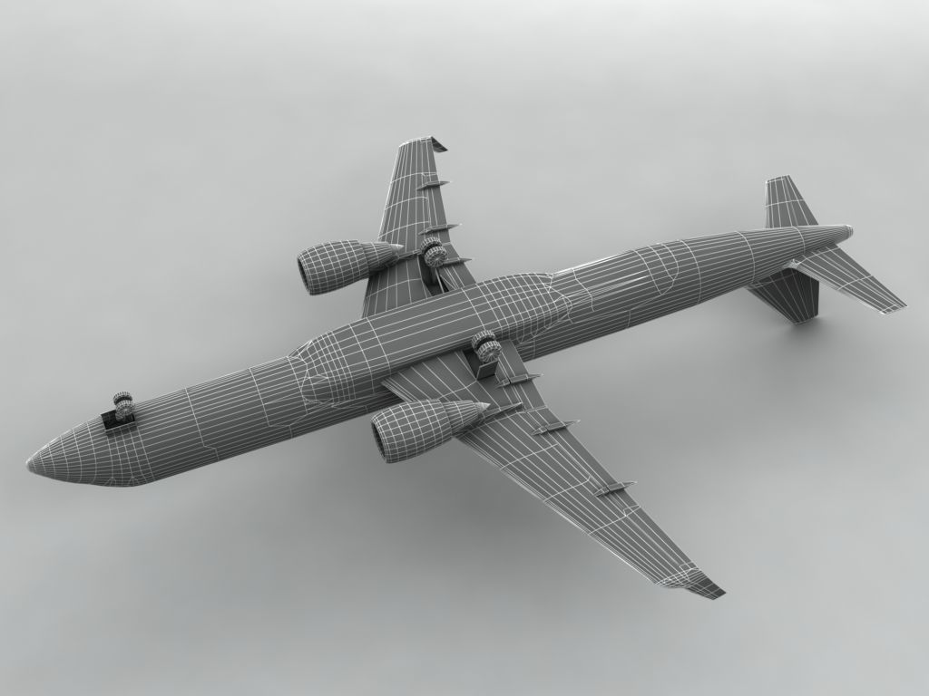 Embraer ERJ 195 - Generic White Low-poly 3D model_3