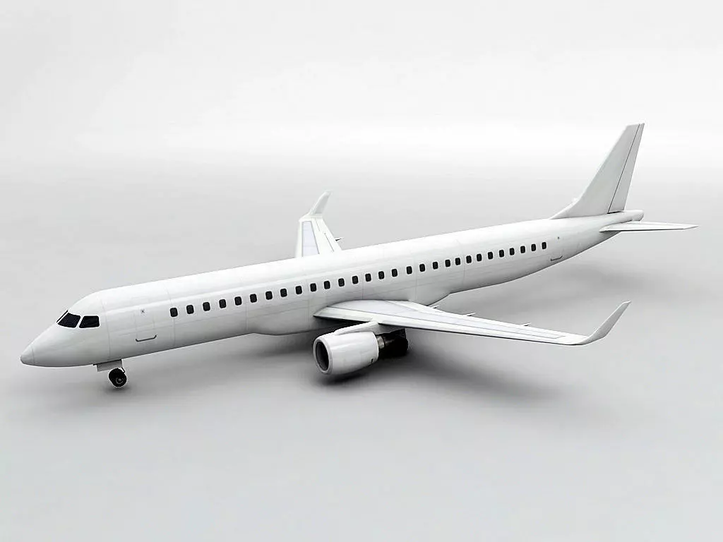 Embraer ERJ 195 - Generic White Low-poly 3D model_0