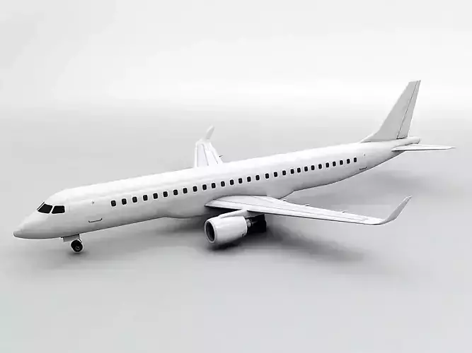 Embraer ERJ 195 - Generic White Low-poly 3D model
