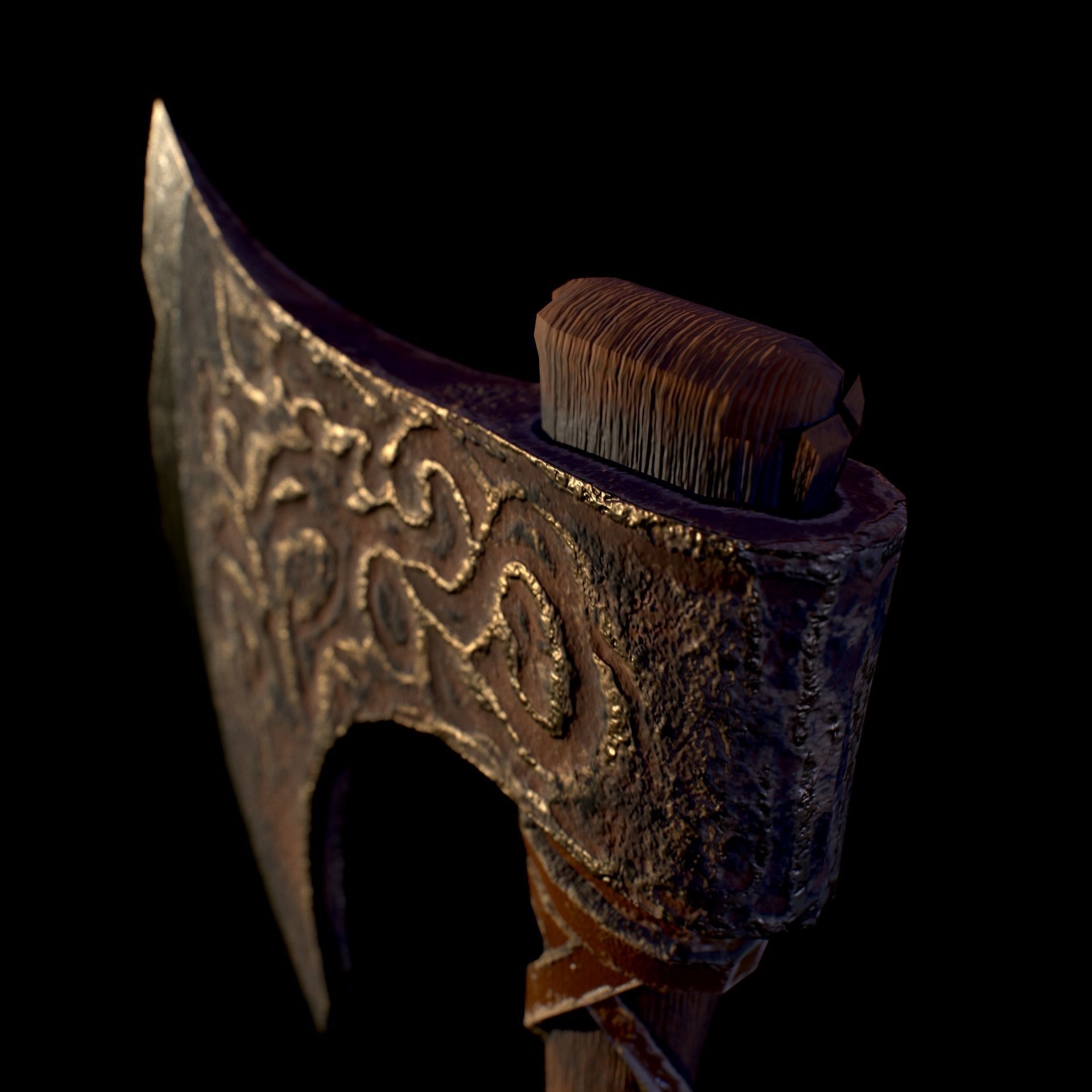 HIE Game Ready Viking Axe D180212 Low-poly 3D model_3