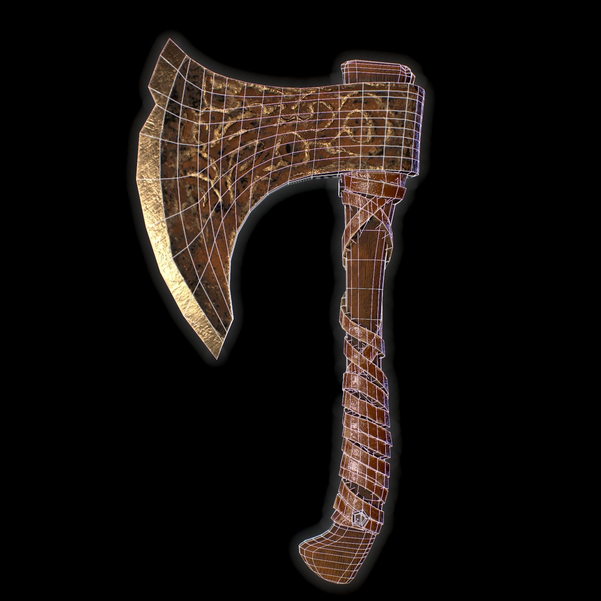 HIE Game Ready Viking Axe D180212 Low-poly 3D model_8