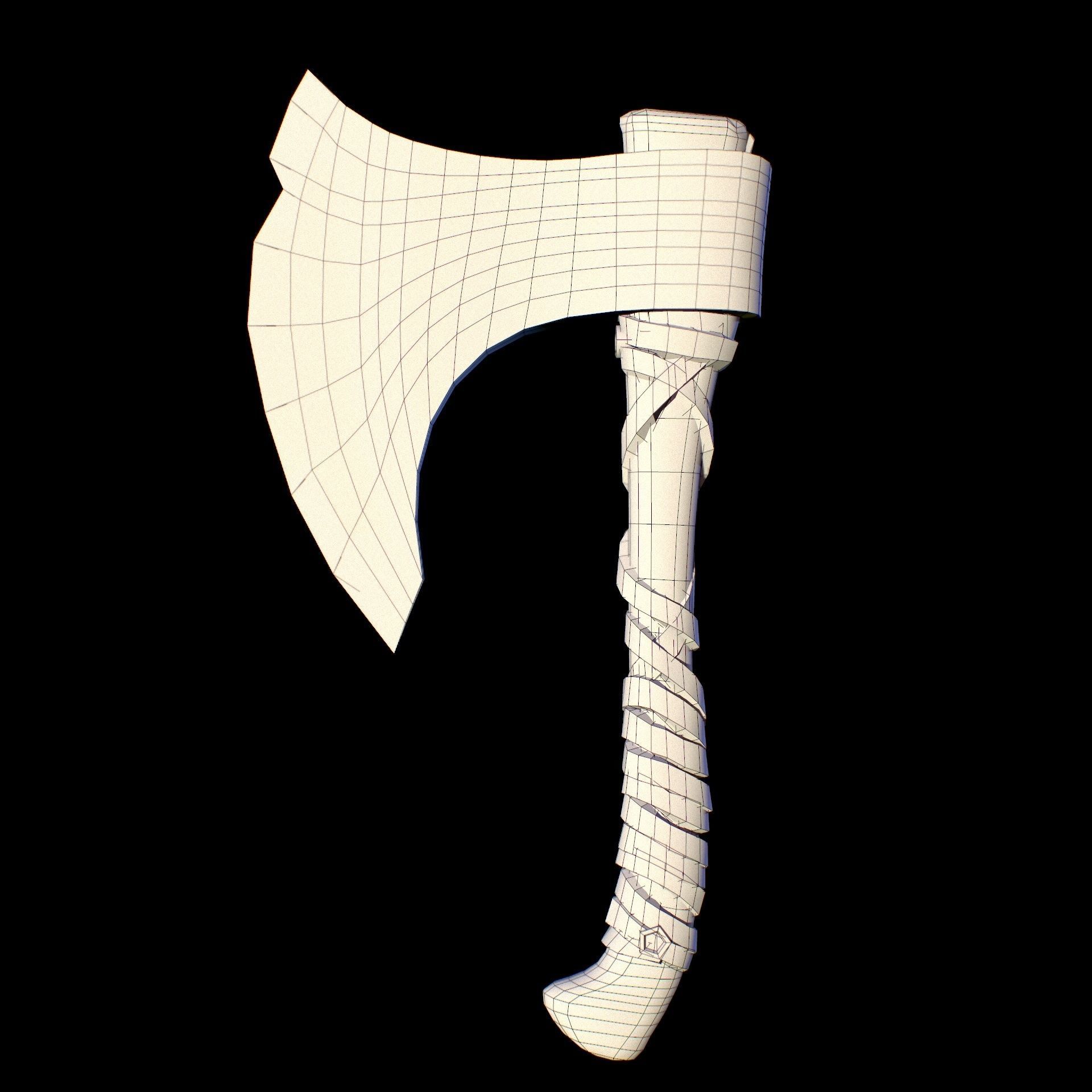 HIE Game Ready Viking Axe D180212 Low-poly 3D model_9