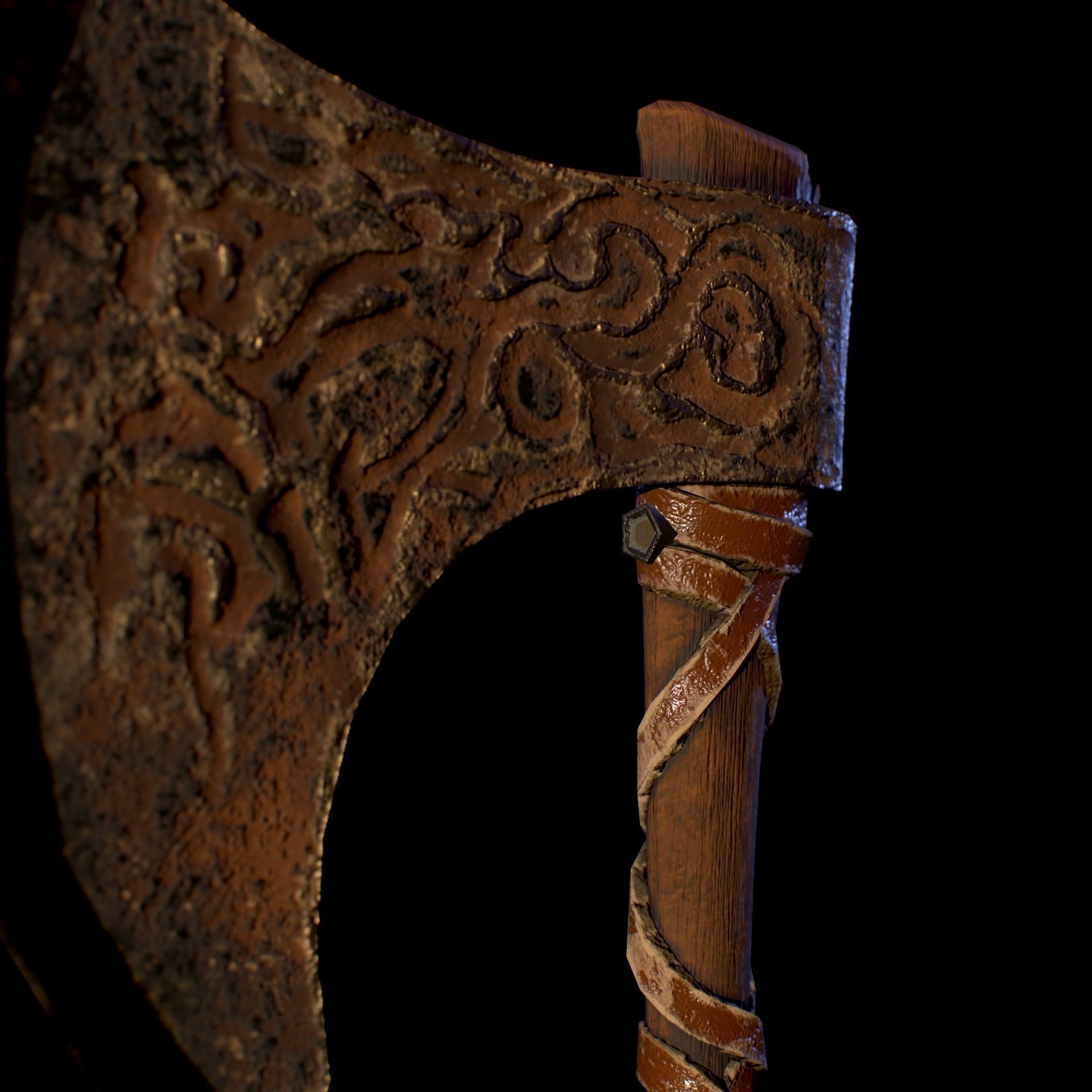 HIE Game Ready Viking Axe D180212 Low-poly 3D model_5