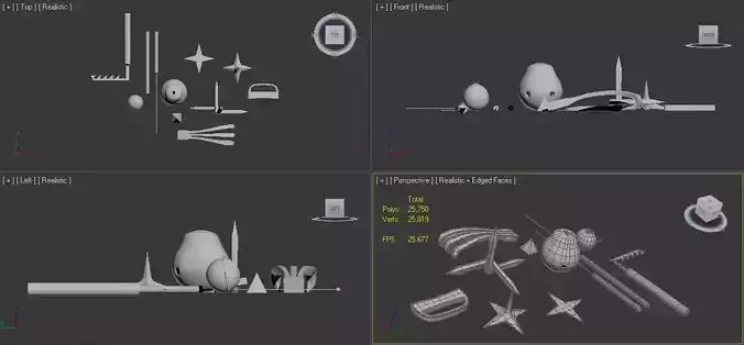 Weapons 3 texture pack Low-poly 3D model