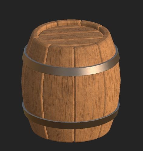Cartoon wooden barrel 2 Low-poly 3D model