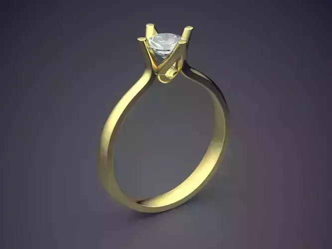 Thin Engagement Ring With Gem 1332