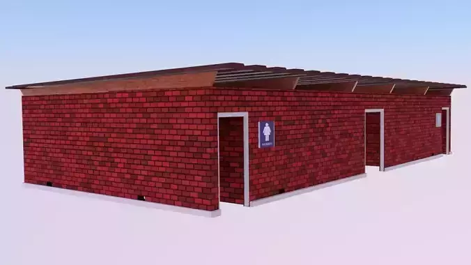 Game-VR-AR ready Public Toilet Low-poly 3D model