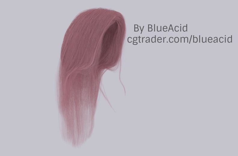 Pink female hair 3D model_1