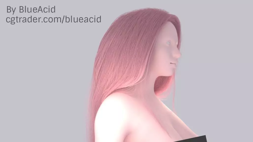 Pink female hair 3D model_0