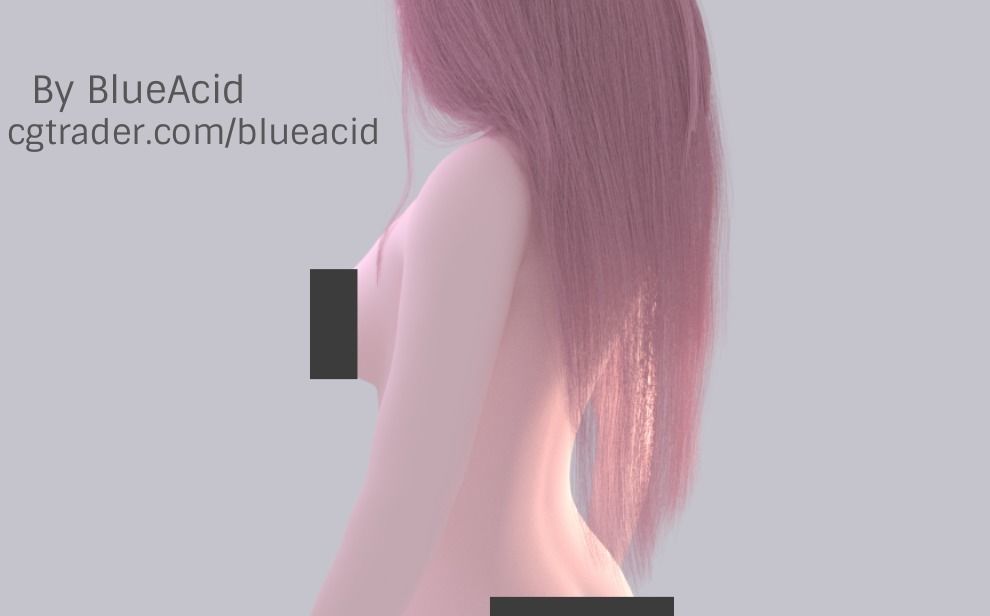 Pink female hair 3D model_2