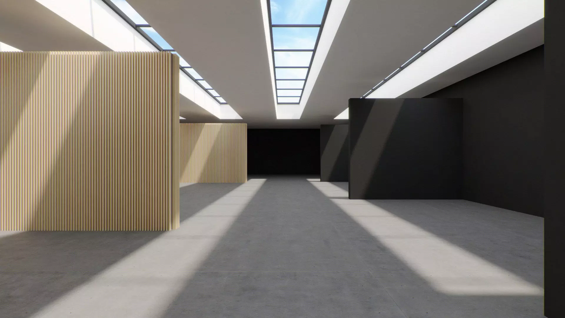 Black and White VR Gallery for Product Showcase 4K Low-poly 3D model_0