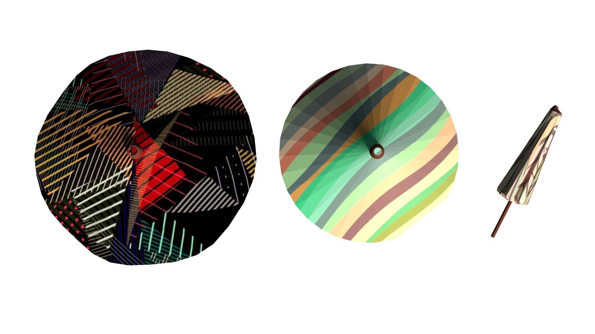 Parasol Umbrella Pack Rigged Animated Low Poly PBR Low-poly 3D model_5