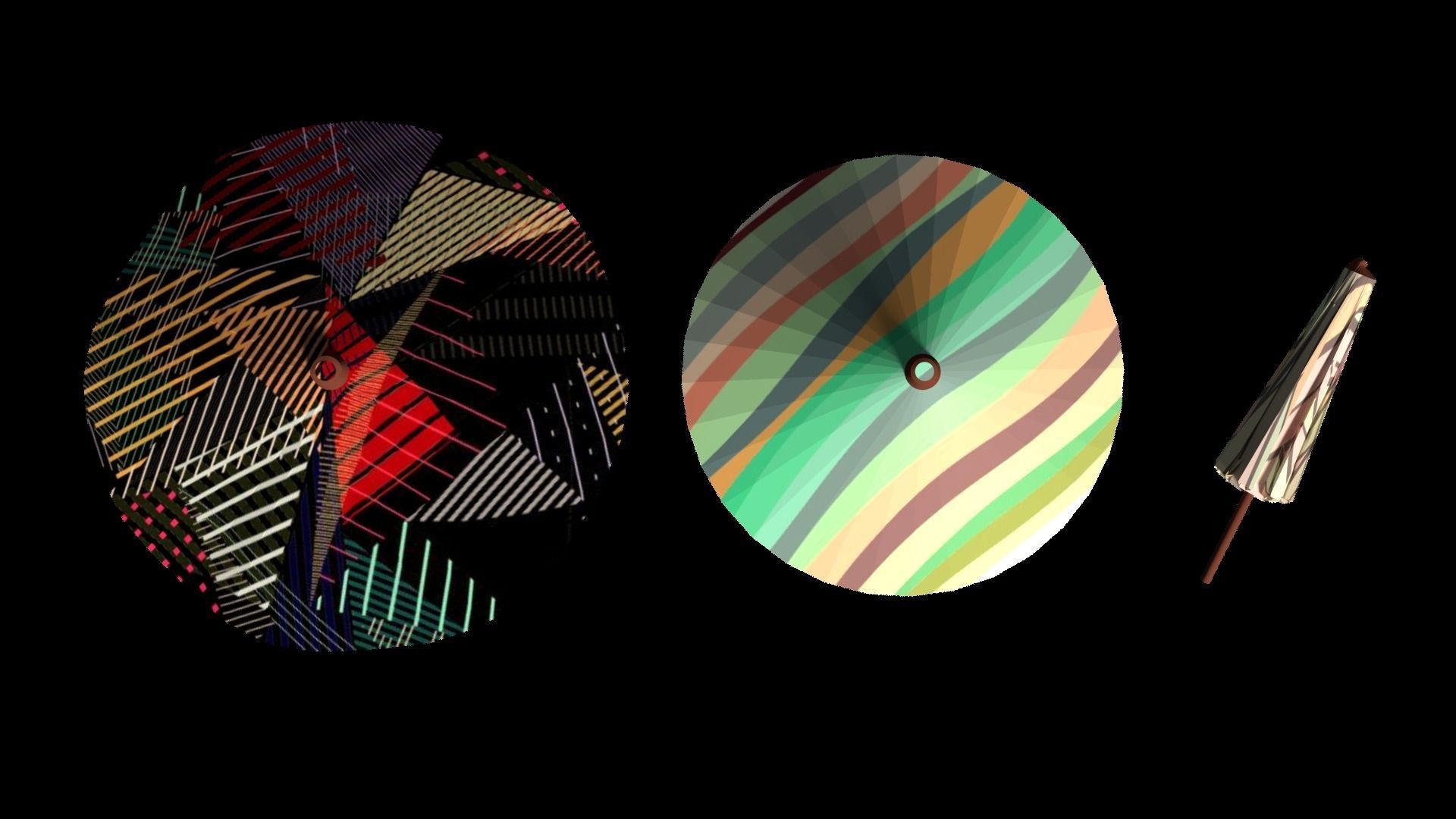 Parasol Umbrella Pack Rigged Animated Low Poly PBR Low-poly 3D model_6