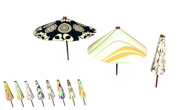 Parasol Umbrella Pack Rigged Animated Low Poly PBR Low-poly 3D model