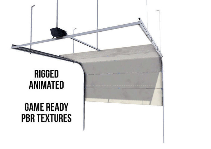 Animated Garage Door Low-poly 3D model