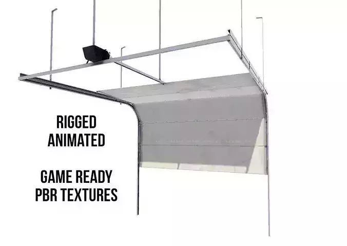 Animated Garage Door Low-poly 3D model
