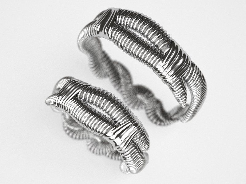 Pairing Worms wedding bands - original 3D print model_4
