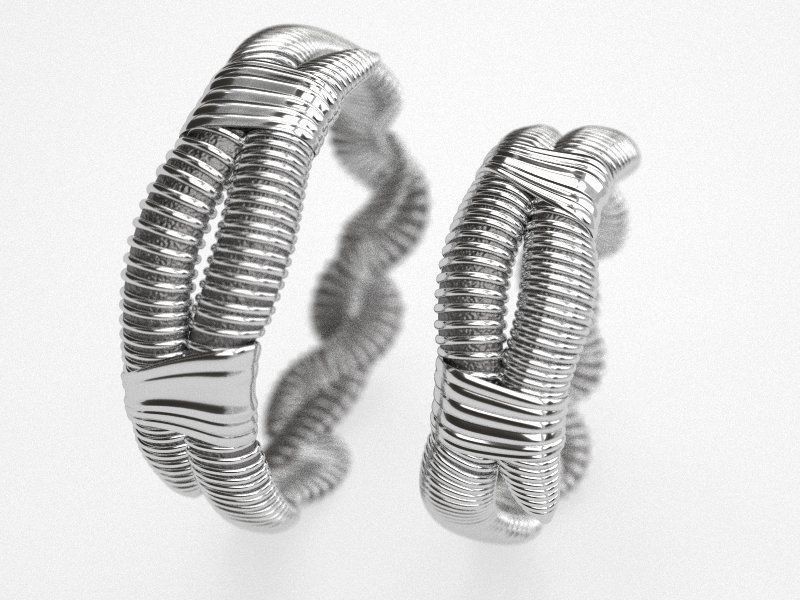 Pairing Worms wedding bands - original 3D print model_6