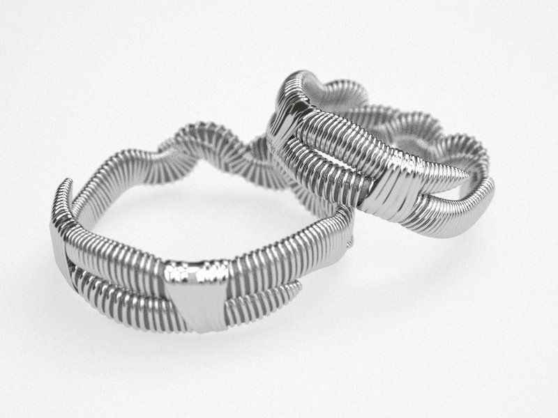 Pairing Worms wedding bands - original 3D print model_2