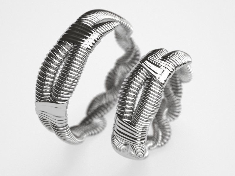 Pairing Worms wedding bands - original 3D print model_3