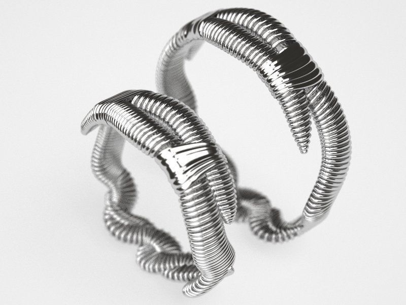 Pairing Worms wedding bands - original 3D print model_1