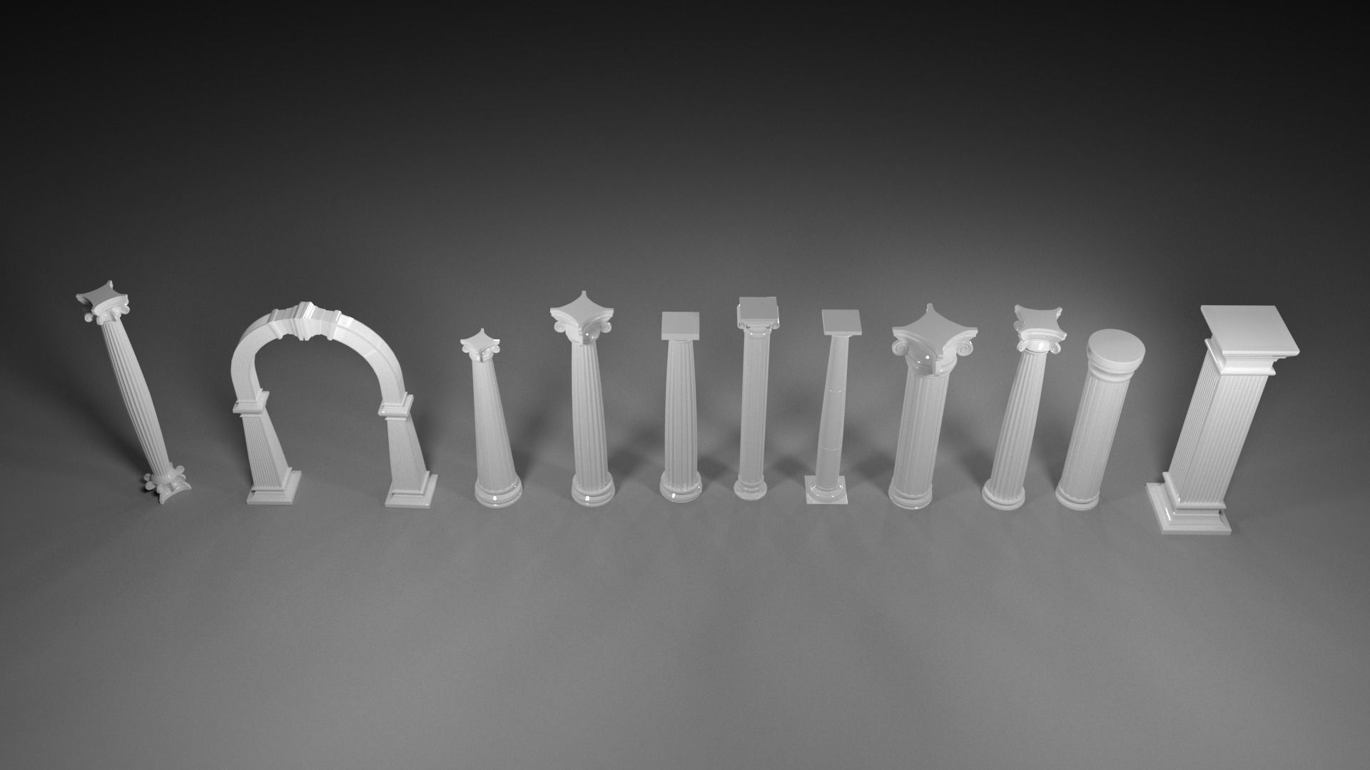 Column columns in row 3D model_5