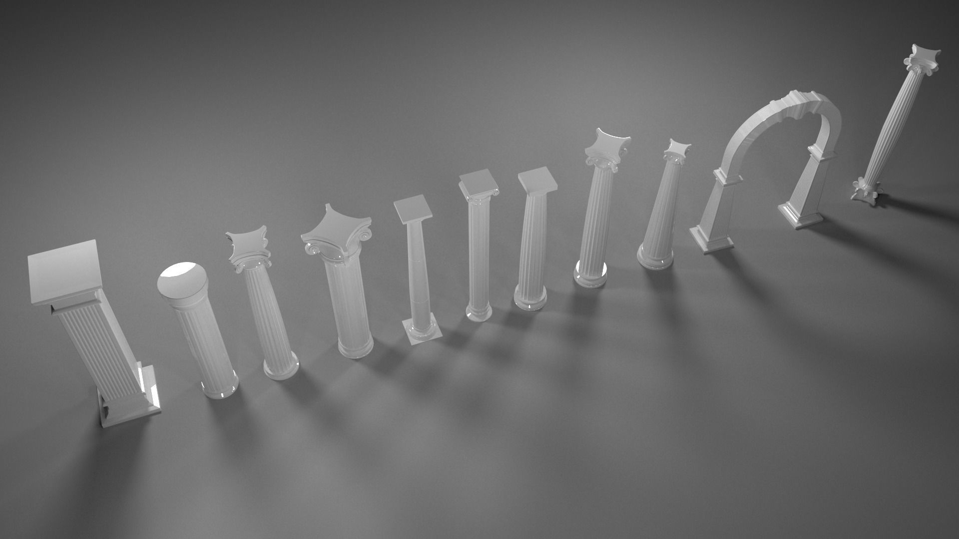 Column columns in row 3D model_6