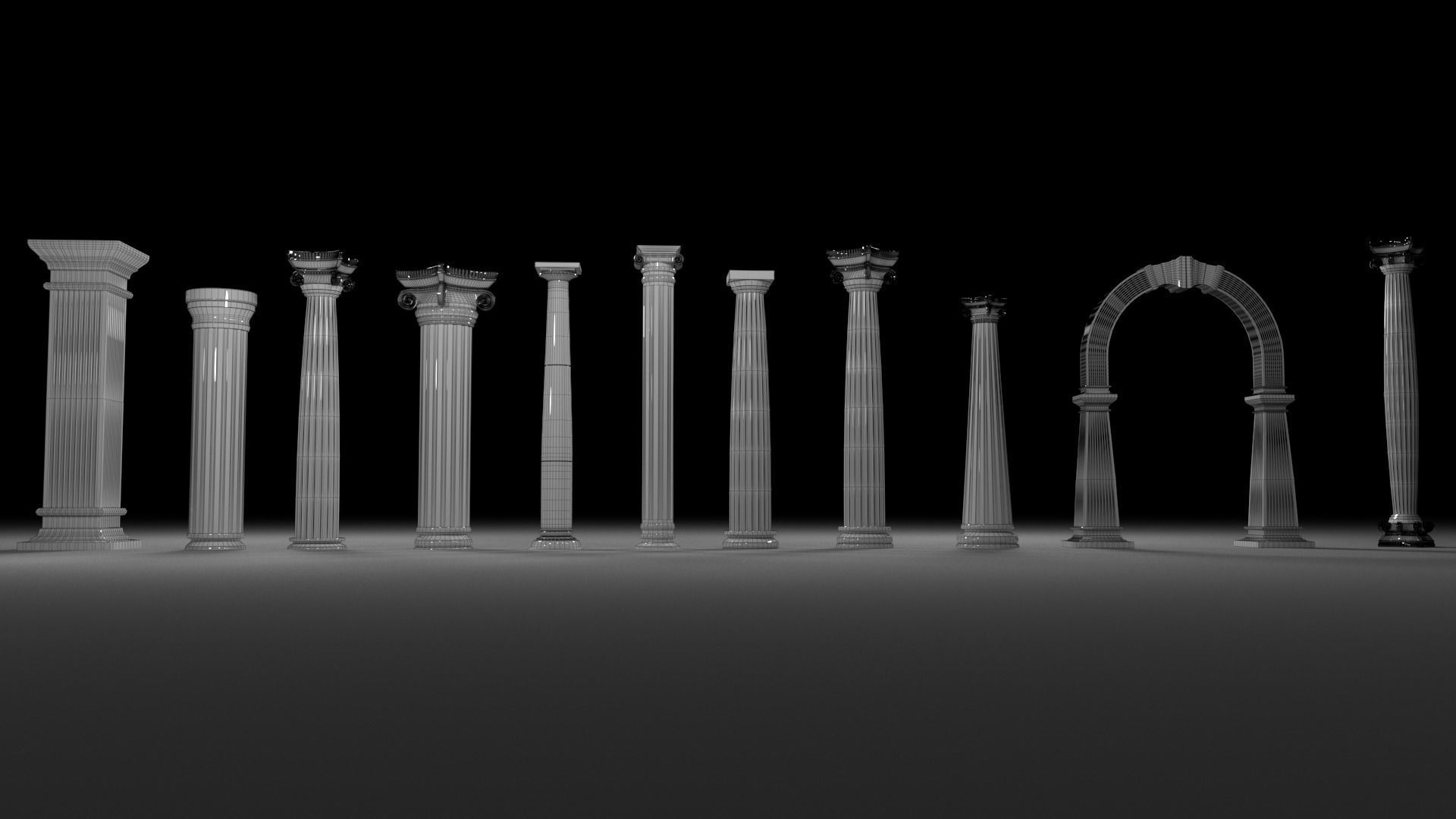 Column columns in row 3D model_3