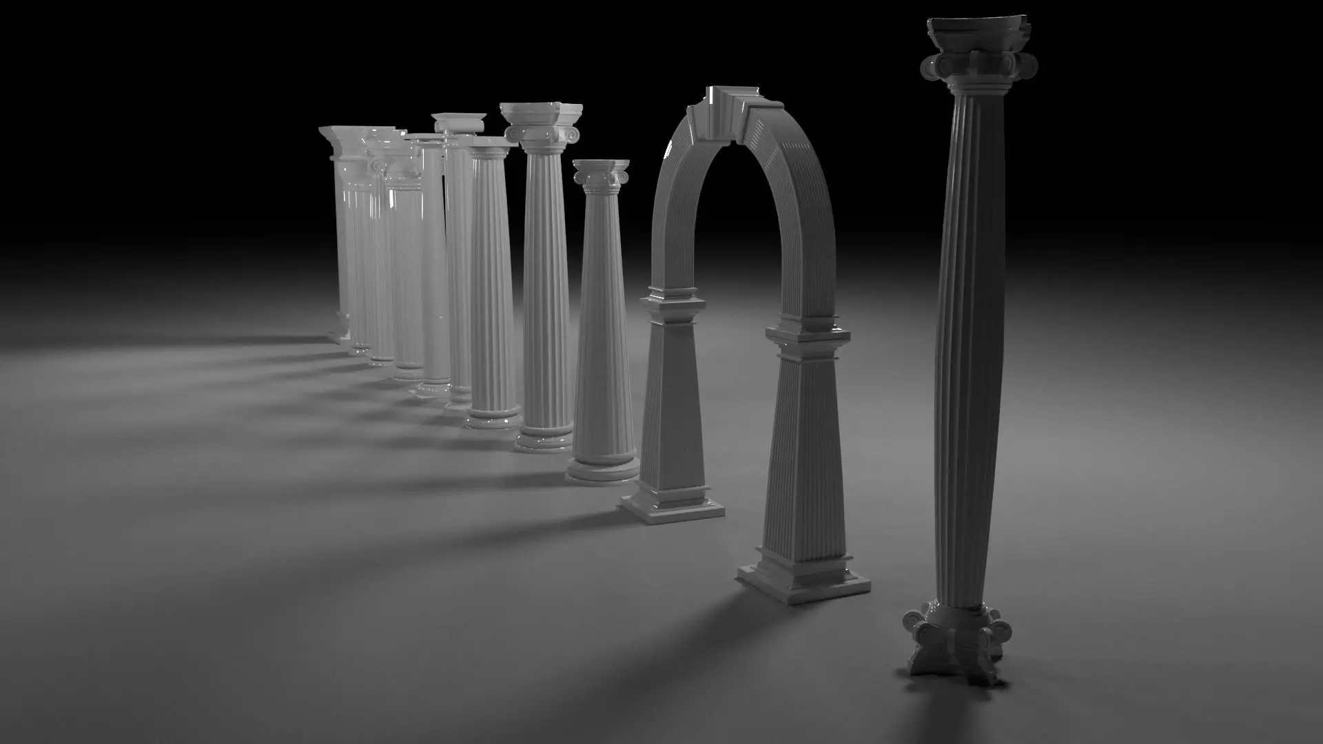 Column columns in row 3D model_0