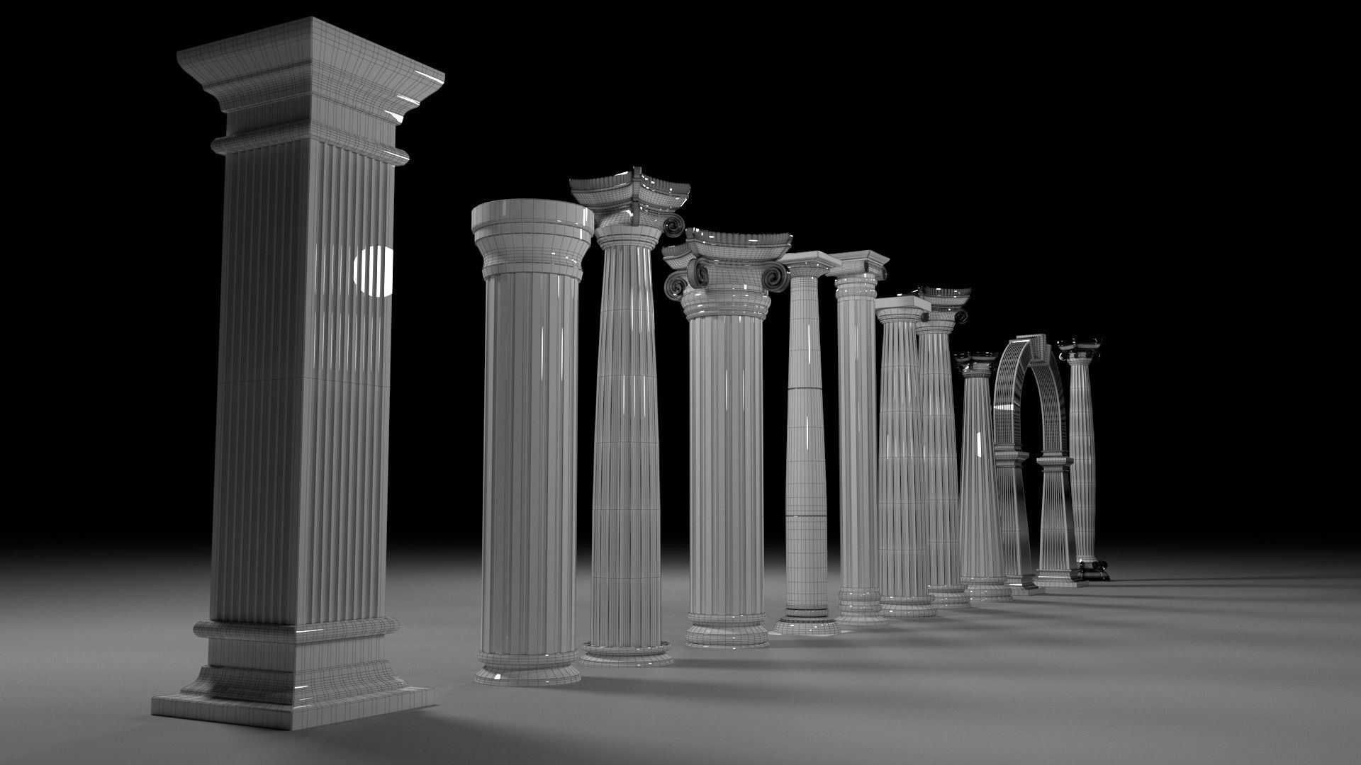 Column columns in row 3D model_4